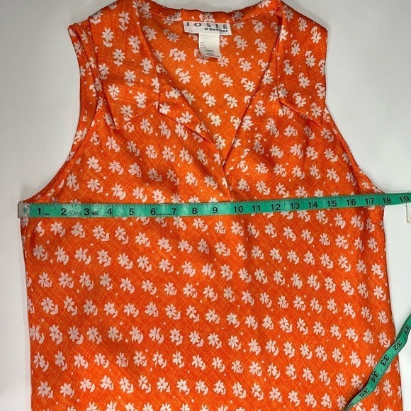 Josie By Natori Vintage 90s Collared Slip Dress Maxi Orange Floral NWT Small - Picture 9 of 13
